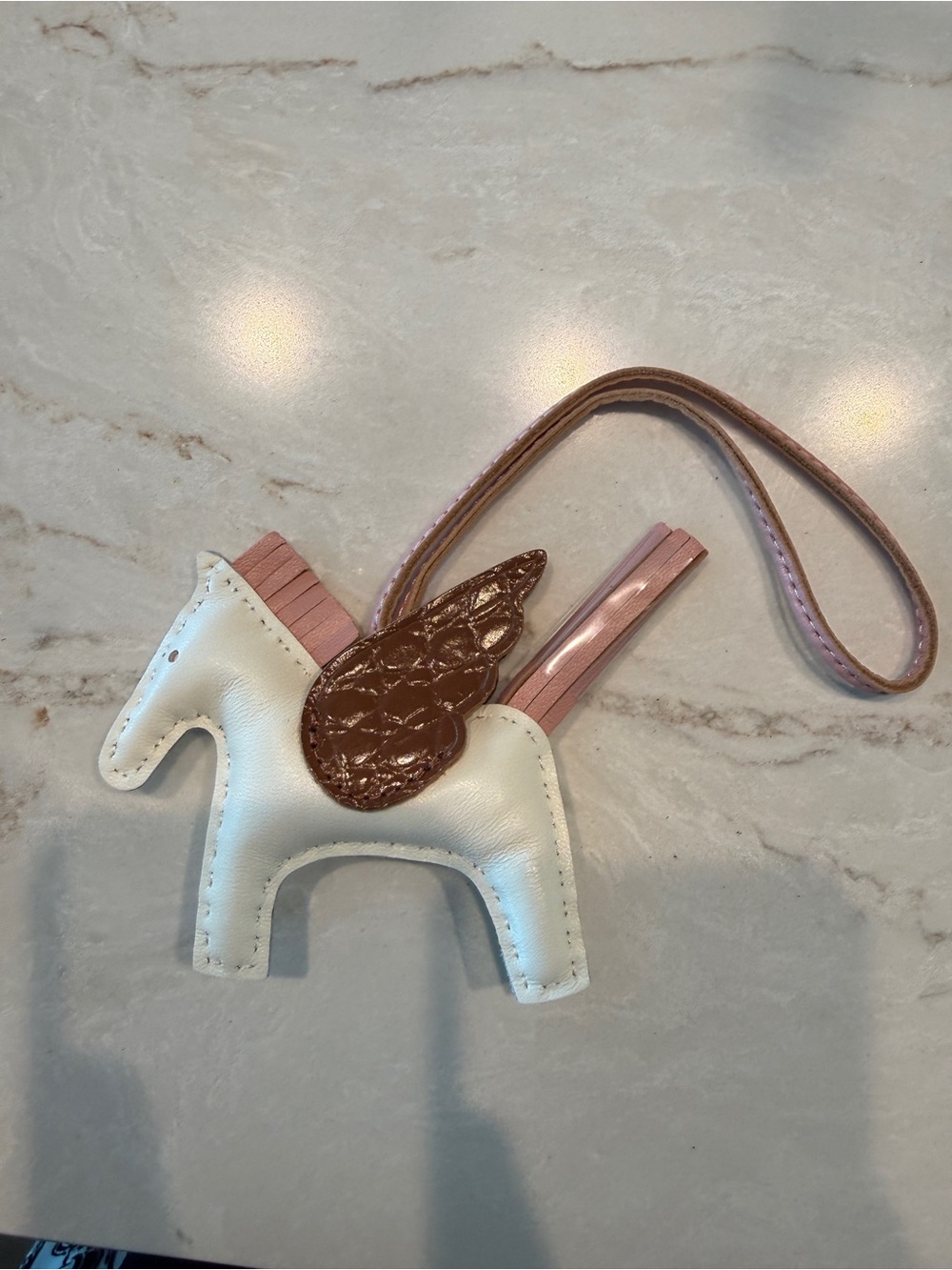 Luxury 100% Handmade Lamb Leather Horse Charm with burgundy Wing